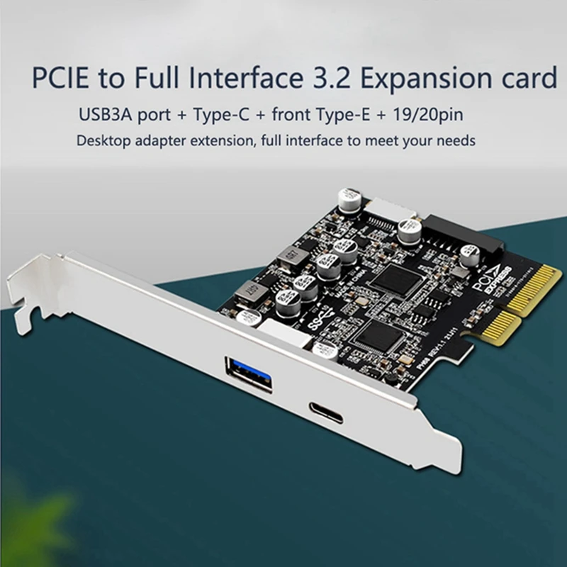 Imagem -02 - para Usb 3.2 a Port Tipo-c Front Tipo-e 19p 20p Full-interface Expansion Card 10 Gbps High-velocidade Adapter Card Pcie3.0