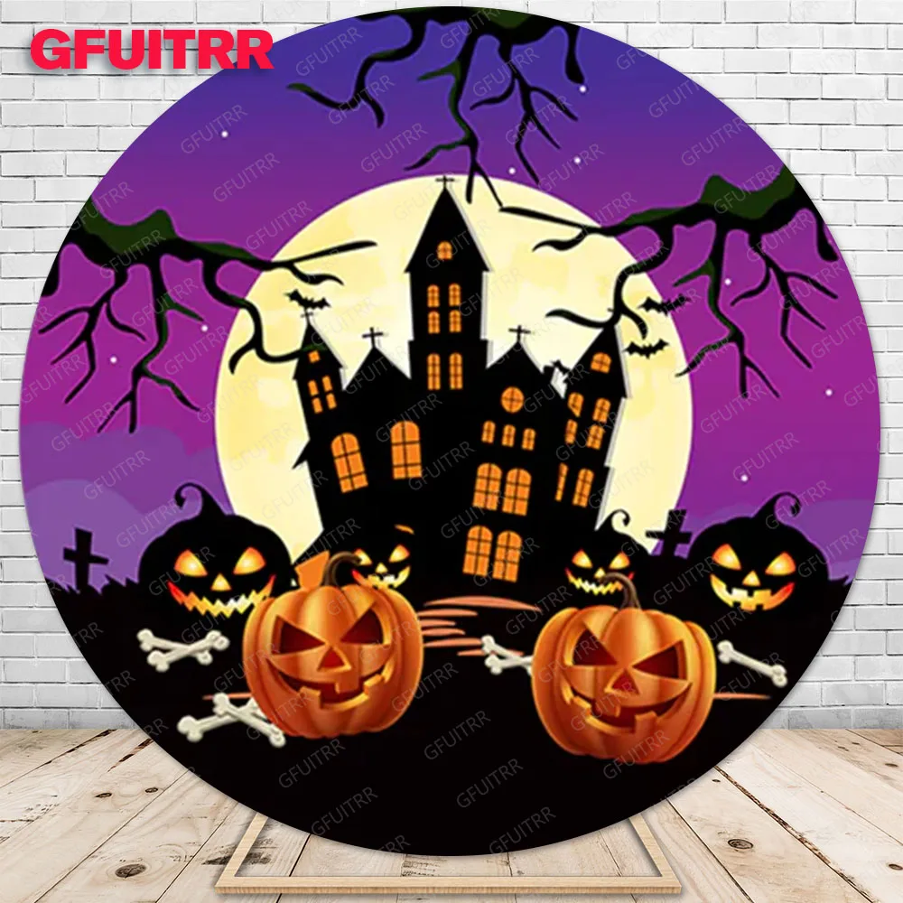 Halloween Round Backdrop Kids Party Celebrate Festival Decoration Photography Background Cylinder Cover Baby Shower Prop