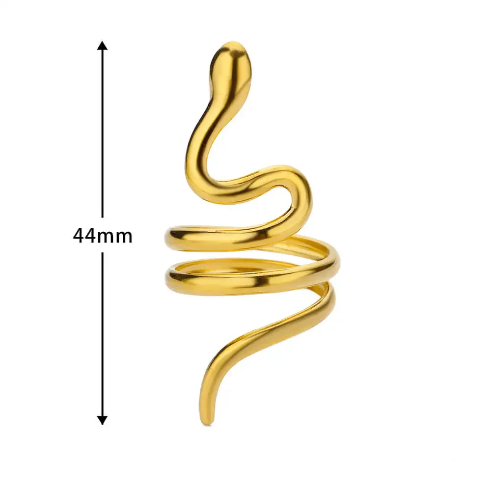 Vintage Stainless Steel Snake Ring for Women Men Gold Color Open Geometric Ring Hip Hop Party Jewelry Gift