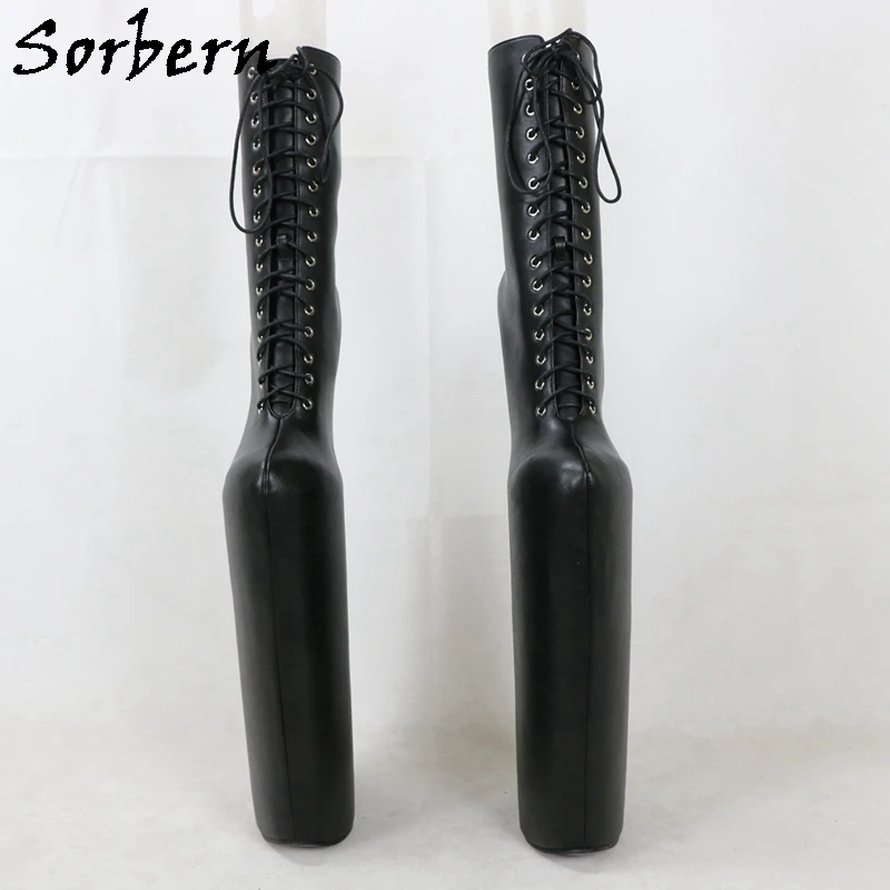 Sorbern 40Cm High Heel Drag Queen Wedge Ankle Boots Women Hidden Platform Lace Up Heelless Shoes Fetish Style Booties Custom