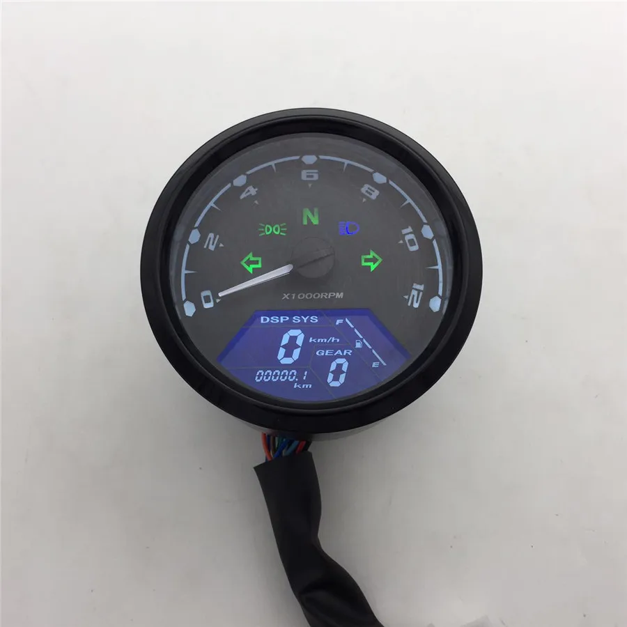 Universal 12000 RPM LCD Digital Signal Motorcycle Odometer Speedometer Tachometer