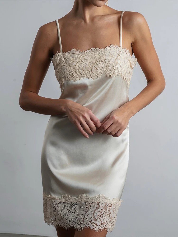 

Trendix Off Shoulder Satin Mini Dress Women 2026 Summer High Waist Camisole Dresses Party Elegant Sexy Backless Evening Dress