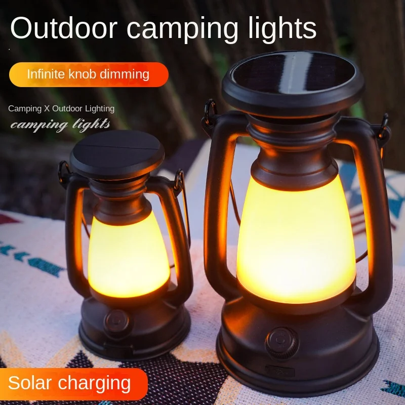 

Cross Border Solar Retro Camping New USB Charging LED Tent Outdoor Horse Lamp Portable Light Equipment Camping Light