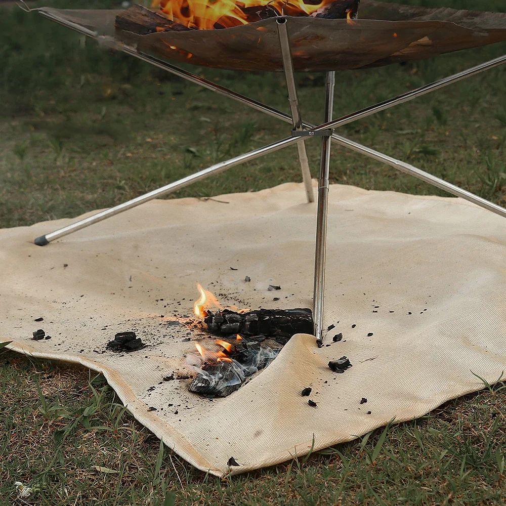 1pc Outdoor Camping Fireproof Cloth Picnic Barbecue Insulation Mat Flame Retardant High Temperature Fire Blanket Fiberglass Mat