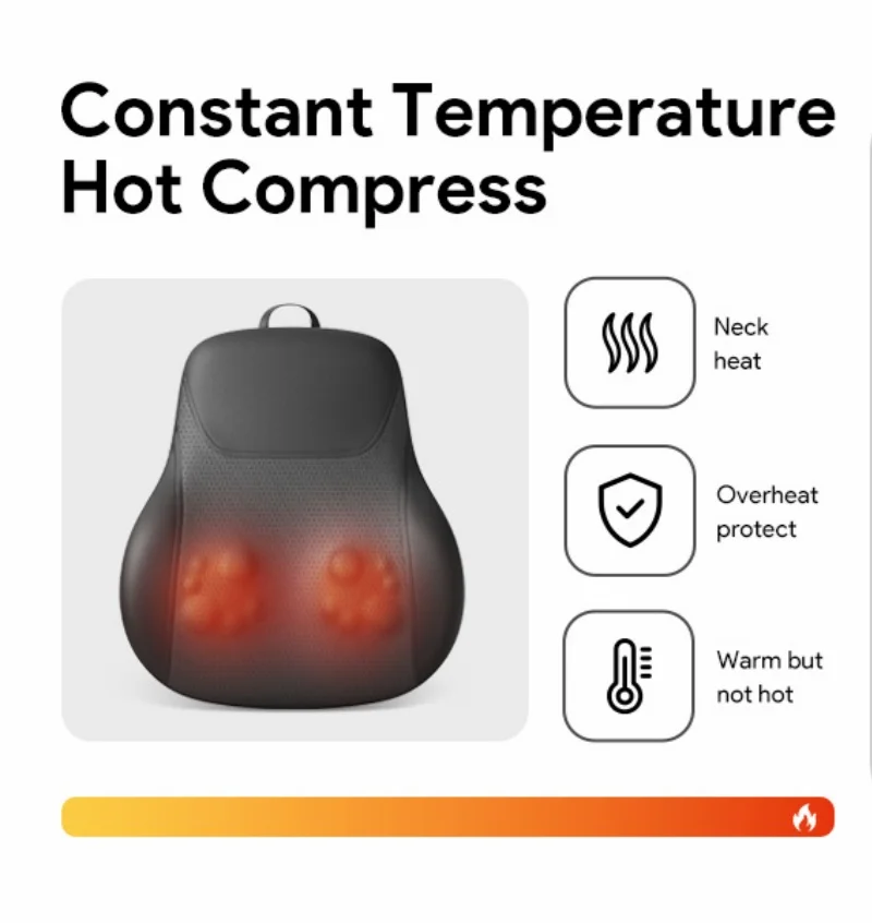 Automatic Kneading Heating Massage Cushion, Back Lumbar Neck Support Massager Pillow Portable Massage Device for Home Office Use