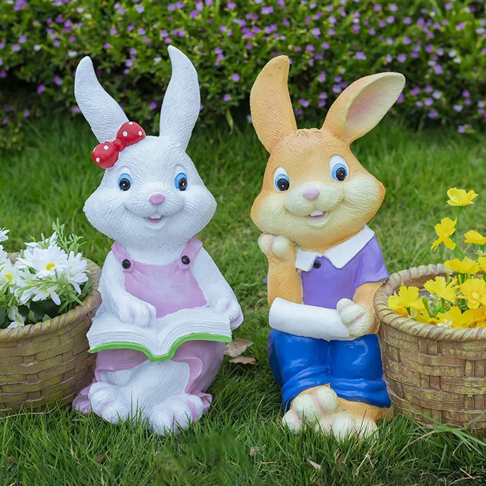 

Creative rabbit flowerpot kindergarten resin sculpture Garden lawn garden balcony land Decoration Lamp Waterproof Solar Lights