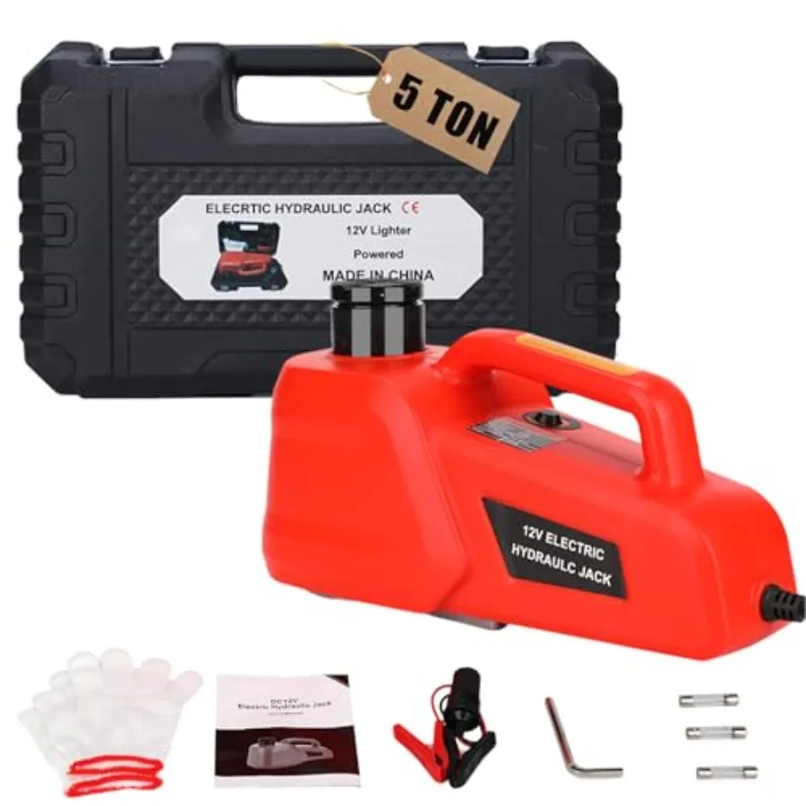 

Electric Car Jack 5 Ton/11000lbs 12V Lightwght Hydraulic Car Lift with 6.1-17.7 Inches for SUV Sedan Truck Repair Tools for Tir