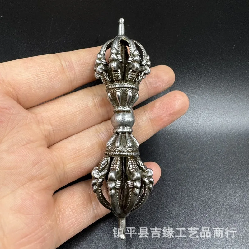 Tibetan- nine-pronged vajra , antique-style vintage craft, collectible decorative hanging piece, iron pendant