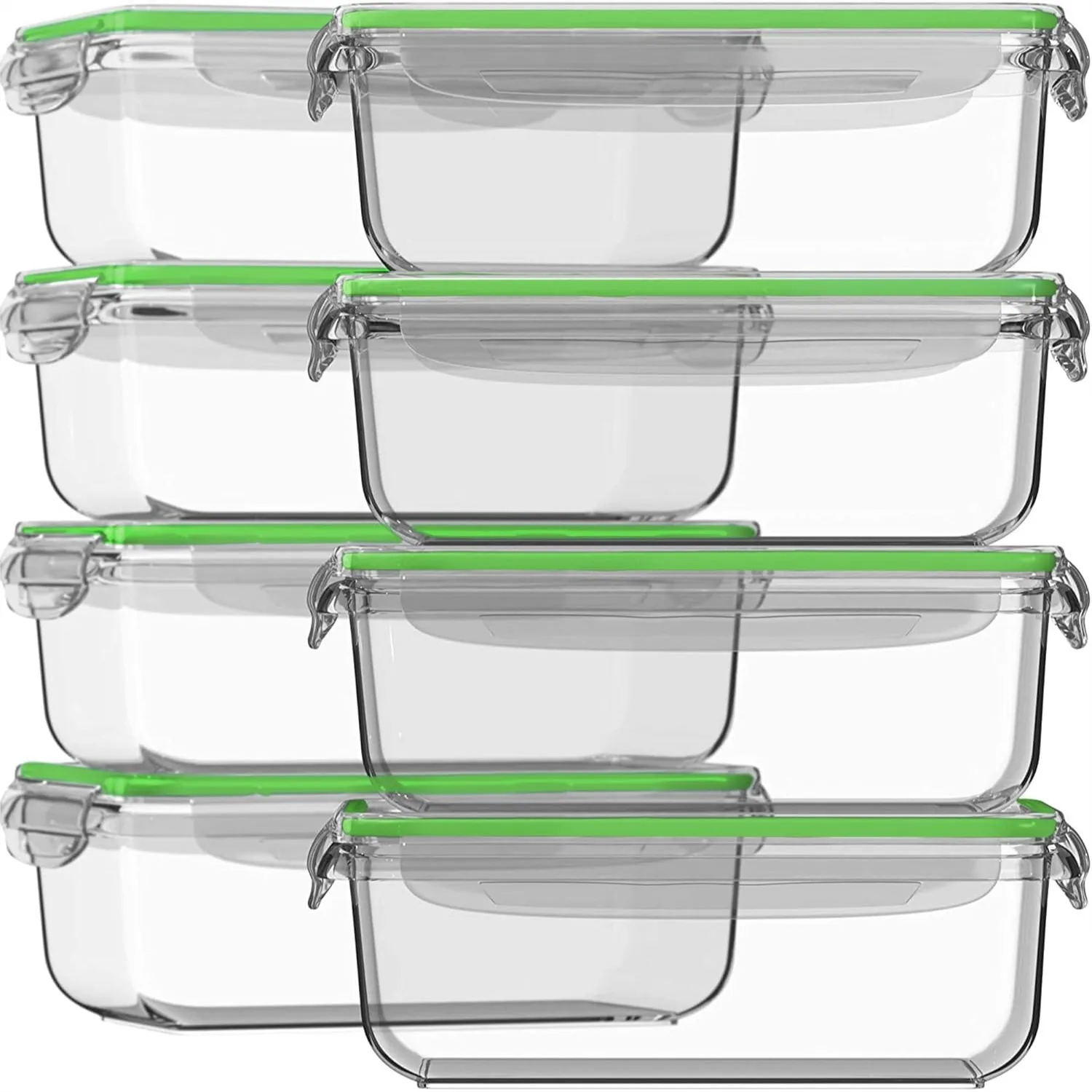 

16 Piece Glass Meal Prep Containers with Lids, 30 oz Airtight Leakproof, Freezer to Oven Safe