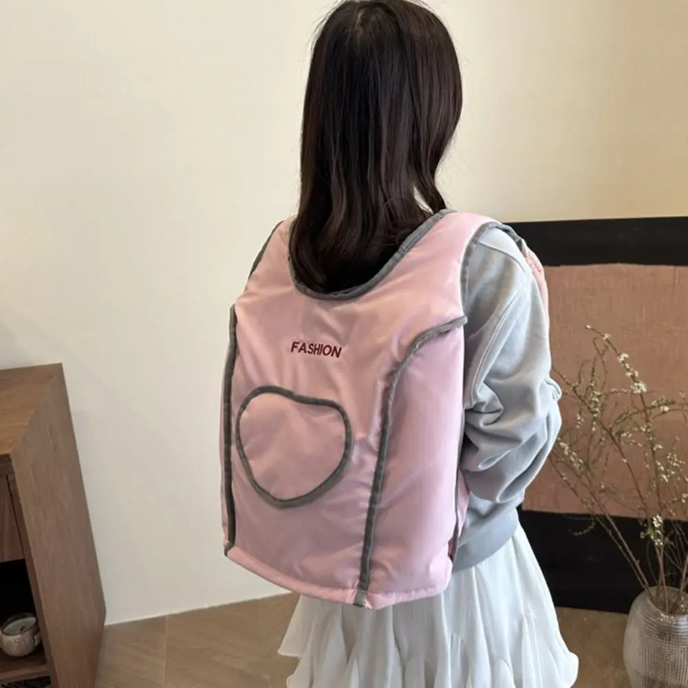 

Cute Letter Embroidery Love Vest Backpack Nylon Large Capacity Students School Bag Travel Bag Storage Bag Shoulder Bag Rucksacks