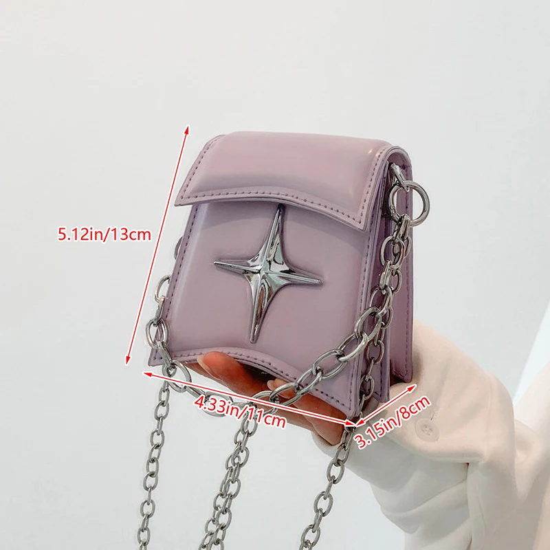 Vintage Korean Small Chain Shoulder Bag Flap Clutch Purse Handbags Y2K PU Leather Gothic Cross Girls Crossbody Ladies Bags