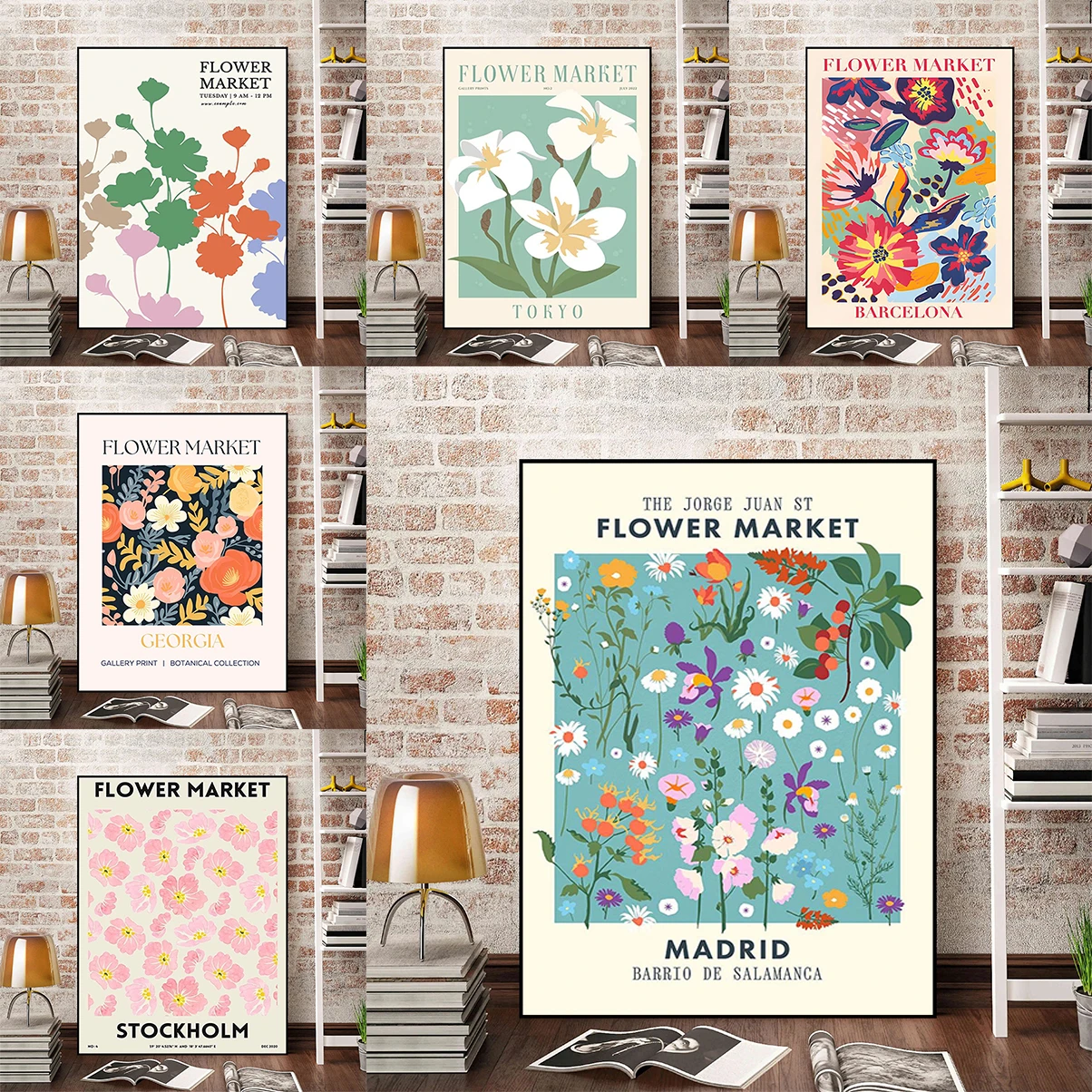 

Flower Market Poster Interior Paintings Wall Decor Decoration Home Decorations Anime Room Decors Aesthetic Pinterest Art Posters
