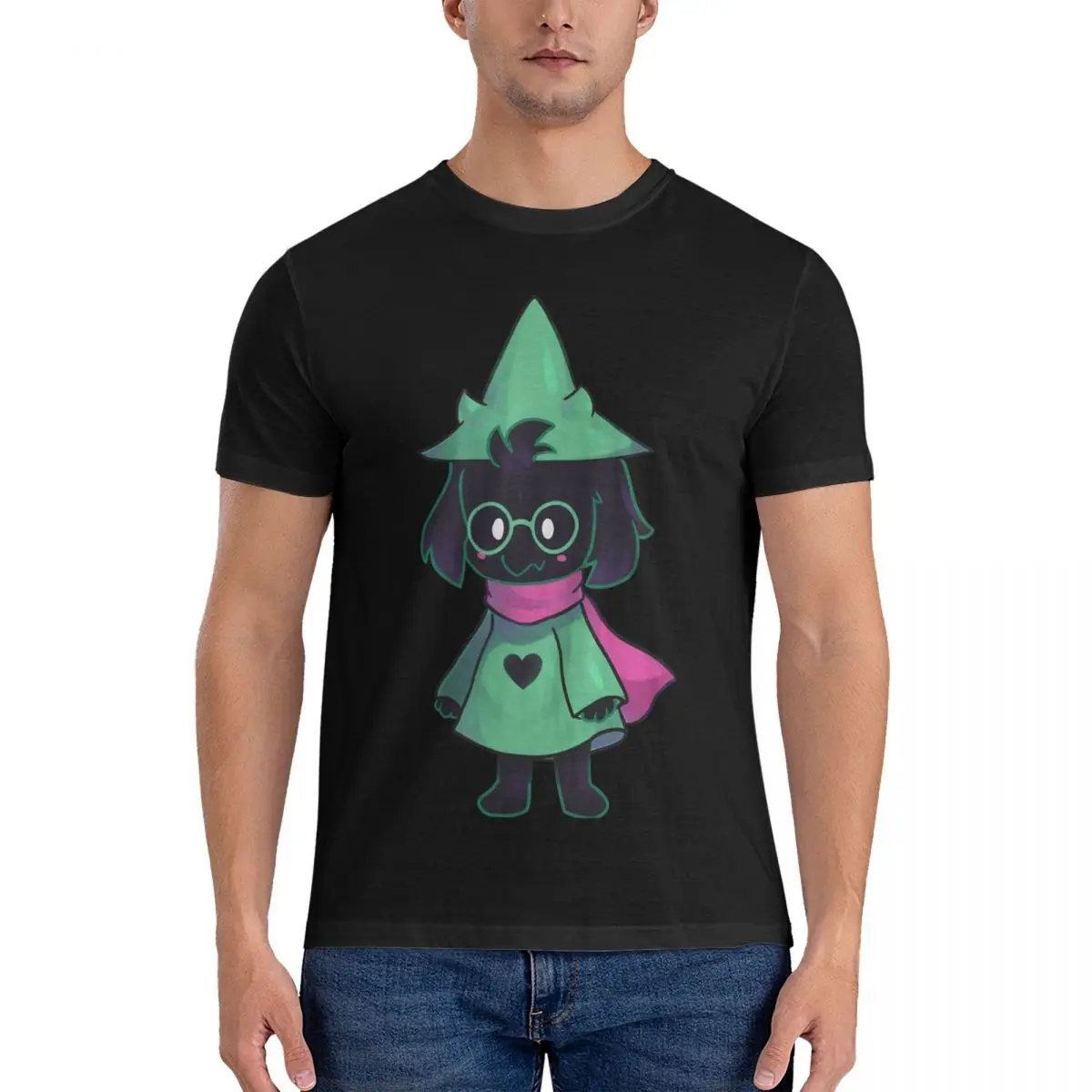 Standing Ralsei T-Shirt for Men Deltarune Game Novelty Pure Cotton Tee Shirt Crew Neck Short Sleeve T Shirts Summer Clothing