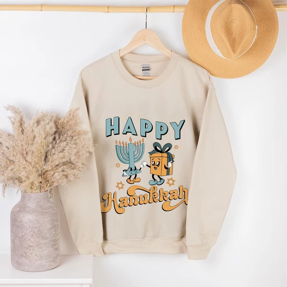 Hannukah Sweatshirt Happy Hanukkah Sweater Jewish Top Shirt Holiday Hanukkah Jumper Jewish Saying Pullover Hanukkah\' Gift Hoodie