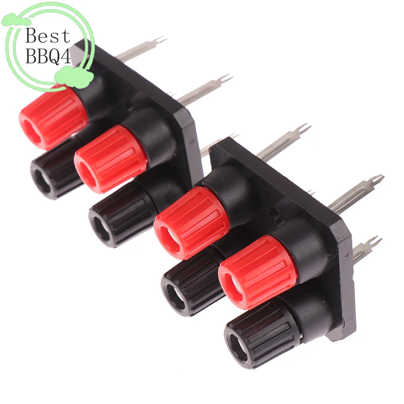 (BBQ4)2pcs WP External Banana Jack 4Pin Speaker Amplifier Wire Clip Audio Socket WP4-10 4 Pole LED Spring Terminal Switch