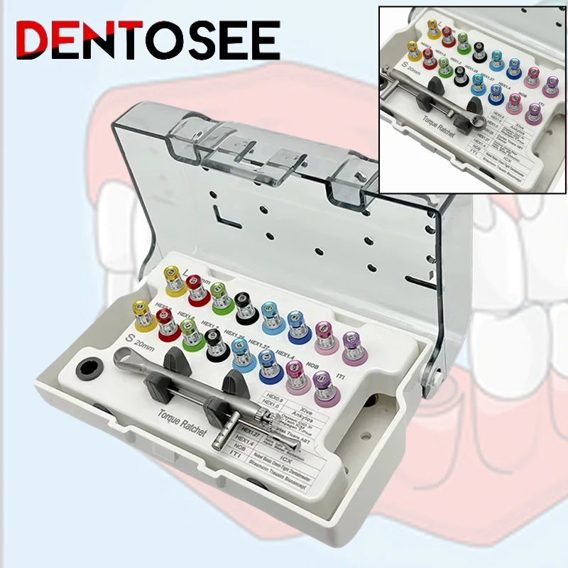 

Dental Torque Wrench Kit 15-60Ncm Stainless Steel Manual Hand Driver Ratchet for Dental Implant Screwdriver Tool