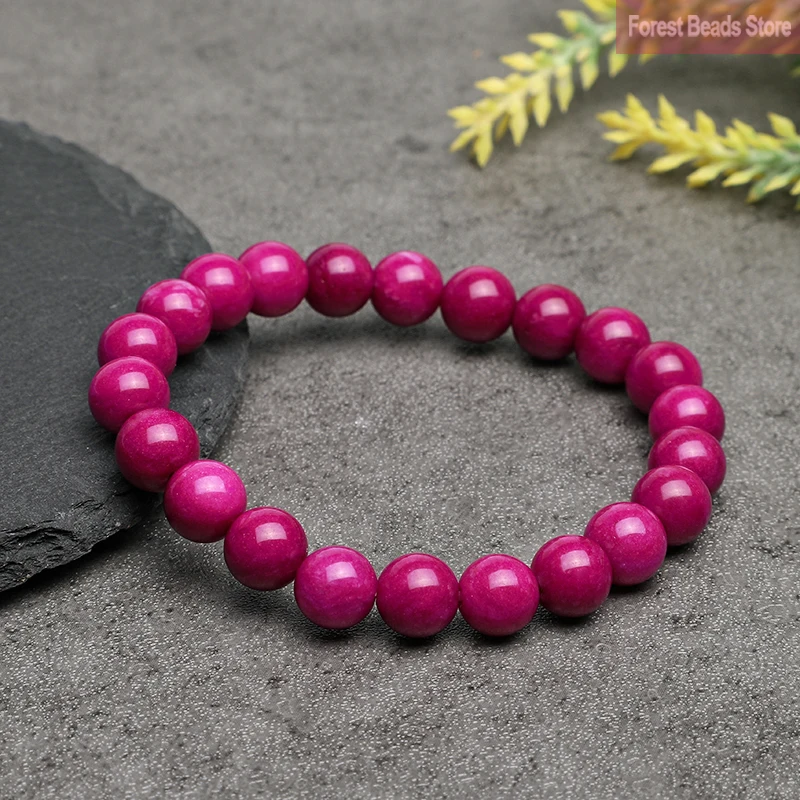 Natural Purplish Red Chalcedony Jasper Bracelet Men Charms Beaded Bracelets Women Yoga Buddha Chain Bangles Jewelry 6/8/10/12mm