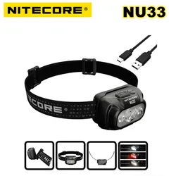 Nitecore nu33トリプル出力USB-C充電式ヘッドランプ,700ルーメン,アルミニウム材料,高精度,バッテリー付き