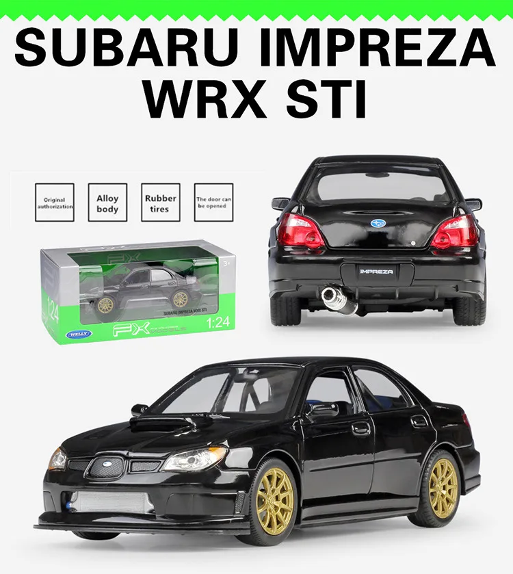 WELLY 1:24 SUBARU IMPREZA WRX STI Simulation Alloy Car Sports Car Model Crafts Decoration Collection Toy Boys Gifts