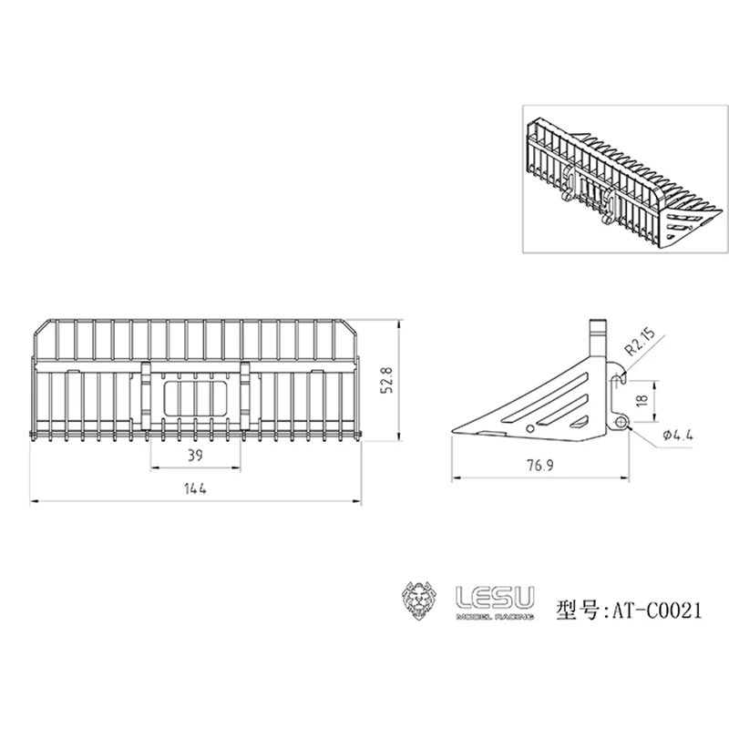 LESU ตะแกรงโลหะถังสําหรับ 1/14 RC Hydraulic Skid Steer Loader Aoue Lt5 LT5H รีโมทคอนโทรลรถยนต์ของเล่นรุ่น Th18254