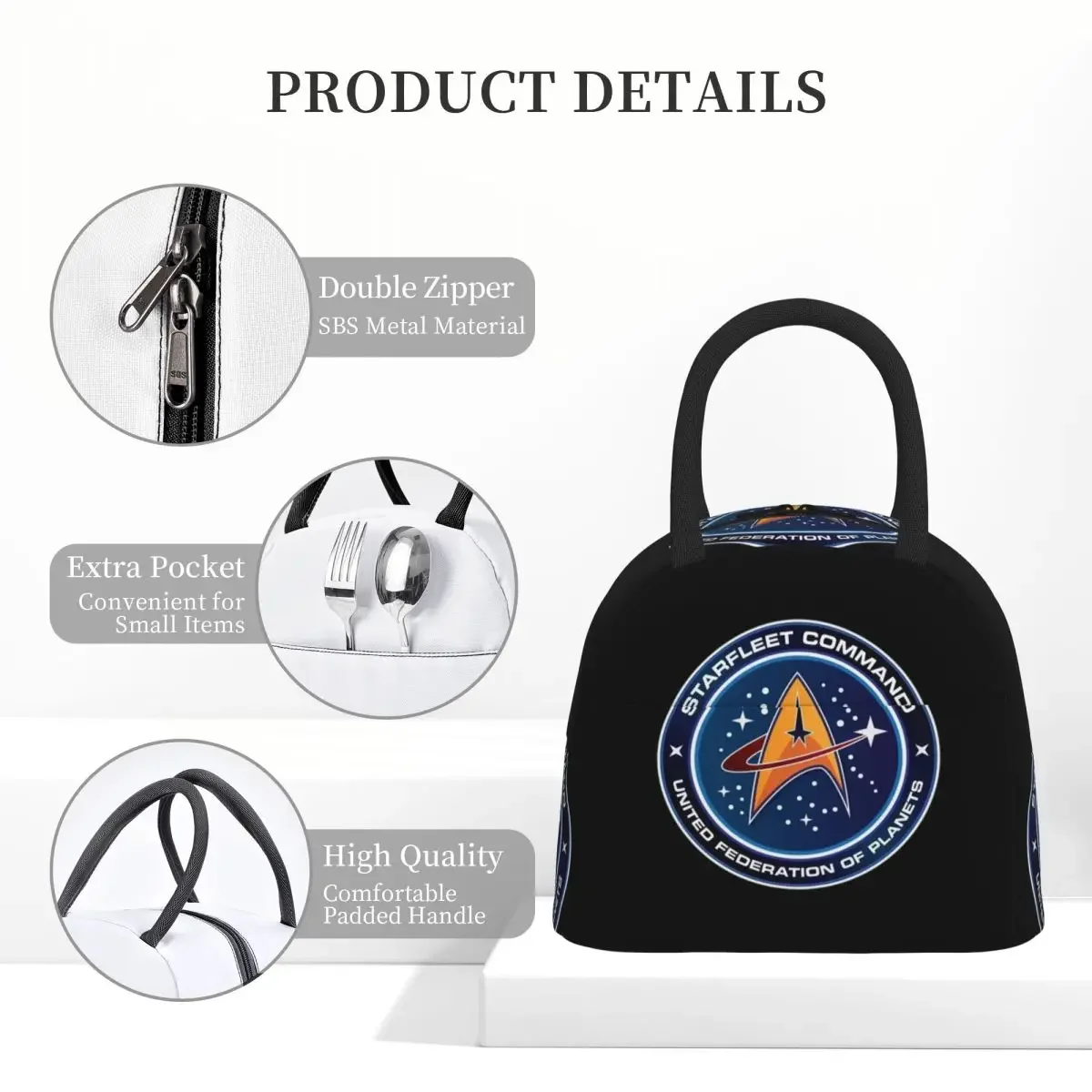 Star Treks Science Fiction TV Series Insulated Lunch Bag for Kids School Cooler Thermal Tote Leakproof Lunch Boxes Container