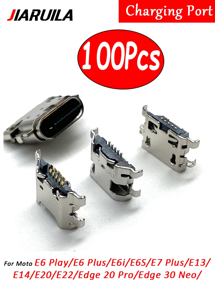 

100Pcs, For Moto Edge 20 30 40 50 Neo E6 E6s E7 E13 E14 E20 E30 E32 E22 Plus Play Micro USB Connector Charging Port Jack Plug