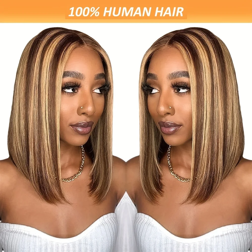 

13x4 frontal lace bob daily party cosplay use 10inch 350/427/613 color 150% density short straight human hair remy wigs for wome