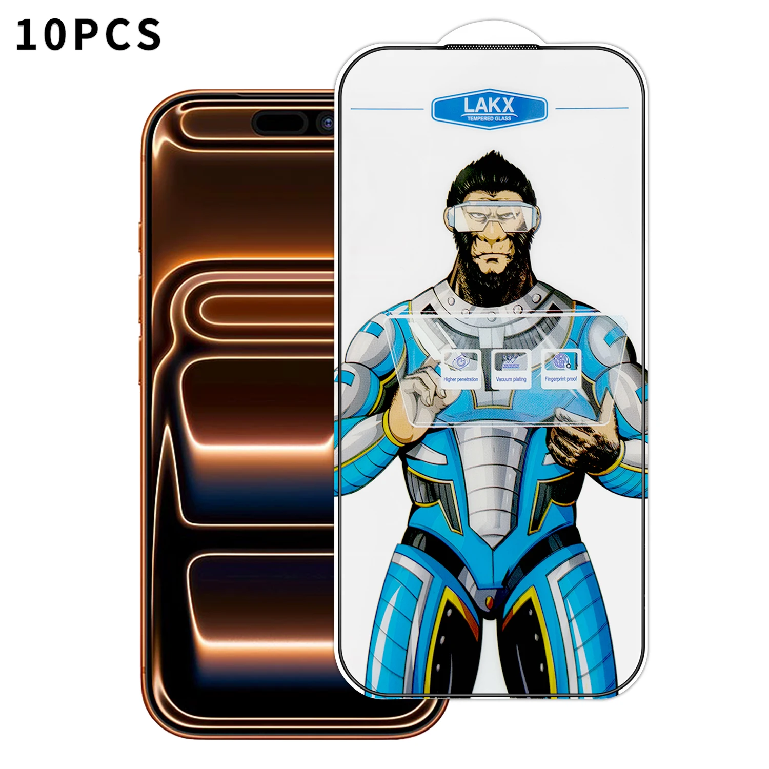

10Pcs for iPhone 17 Pro Max High Definition Tempered Glass Anti-fingerprint Anti-static Electroplating Full Screen Protector - T