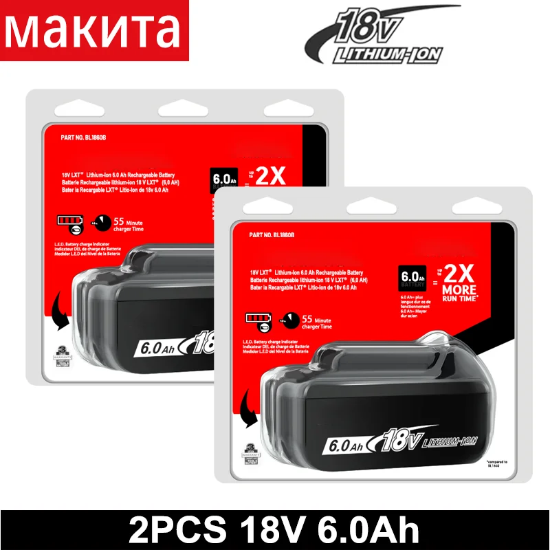 Image of Original für Makita 18V 6Ah Lithium-Akku Ersatz BL1830B BL1840B BL1850B BL1860B für Makita Elektrowerkzeuge