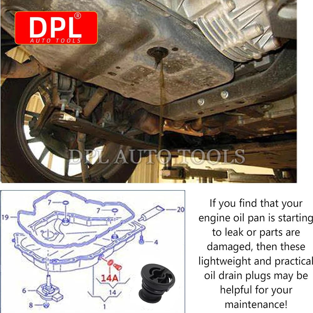 3 Packs 06L103801 Oil Drain Plugs with Oil Drain Plug Removal Tool for Volkswagen 1.8L 2.0L and Audi Golf Passat