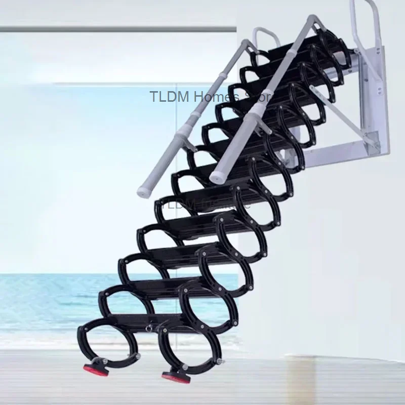 Attic Telescopic Staircase Home Thickened Invisible Stretch Ladders Indoor and Outdoor Wall Hanging Folding Villa Duplex Ladder