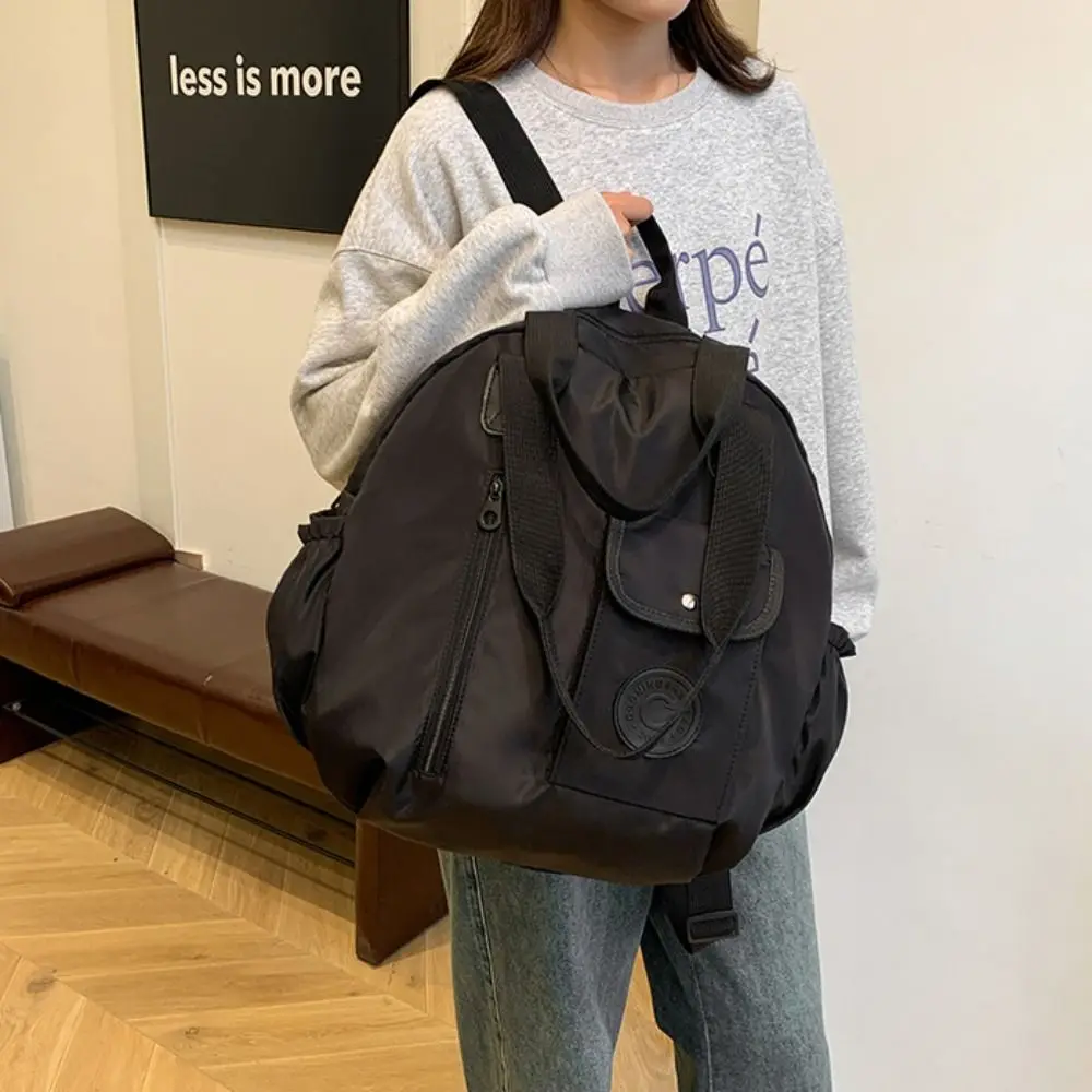 Korean Style Swimming Nylon Backpack Large Capacity Solid Color Round Shape Shoulder Bag Nylon Tote Bag Fitness Bag Outdoor