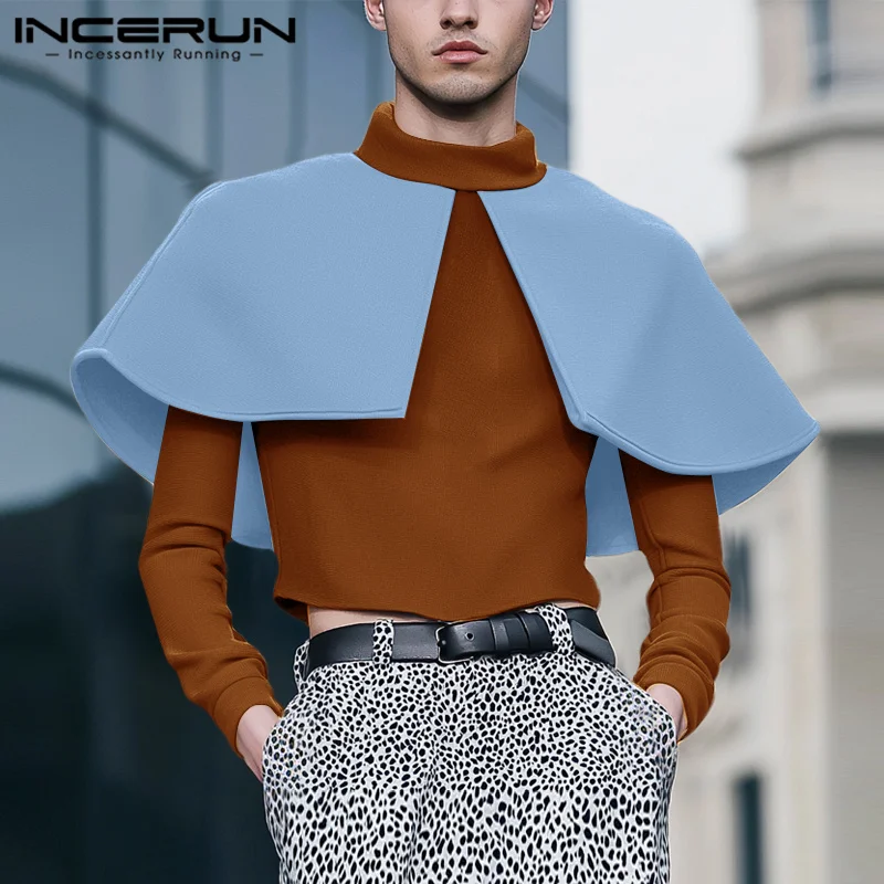 INCERUN Men Casual Long Sleeve Hoodies Deconstruction Shawl Design Knitted Sweatshirts Color Patchwork Hansome Autumn Pullovers