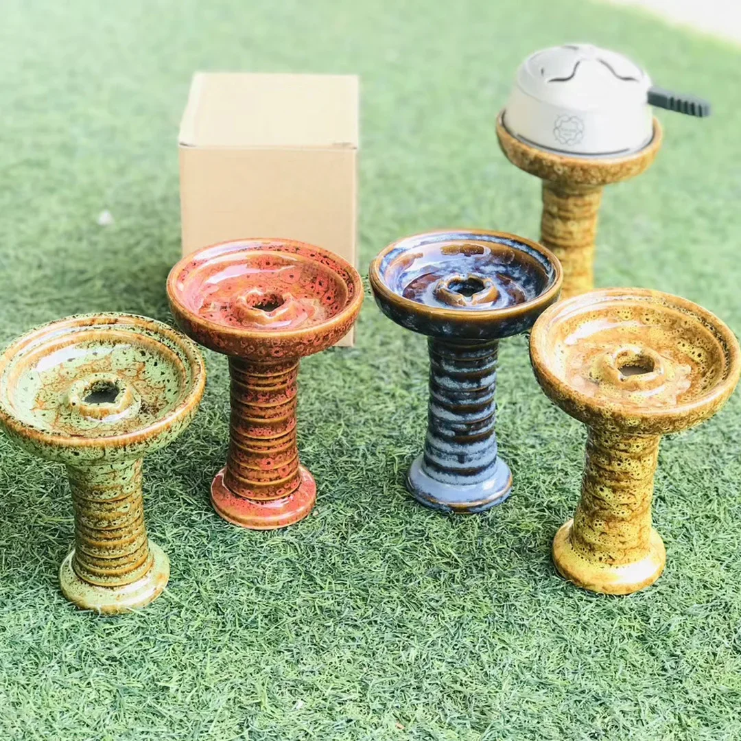 

2pcs/Pack Arabic Shisha Bowl Dual-Colored Ceramic Single Hole Design for Middle Eastern Nightclubs | Universal Hookah Accessory