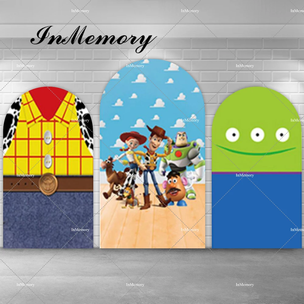 Toy Story Arch Backdrop Cover for Kids Cartoon Birthday Party Chiara Wall Decoration Cowboy Woody Photography Backgrounds