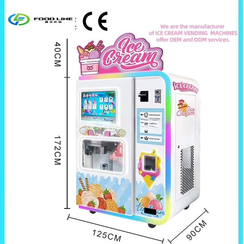 Customize Profitable Automatic Double-cylinder Soft Ice Cream Vending Machine QR Code Remote Monitoring Coin Credit Card