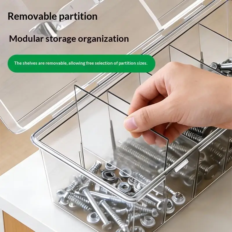 Transparent Plastic Toolbox With Detachable Divider/independent Small Box Screws/small Parts Storage Box Toolbox
