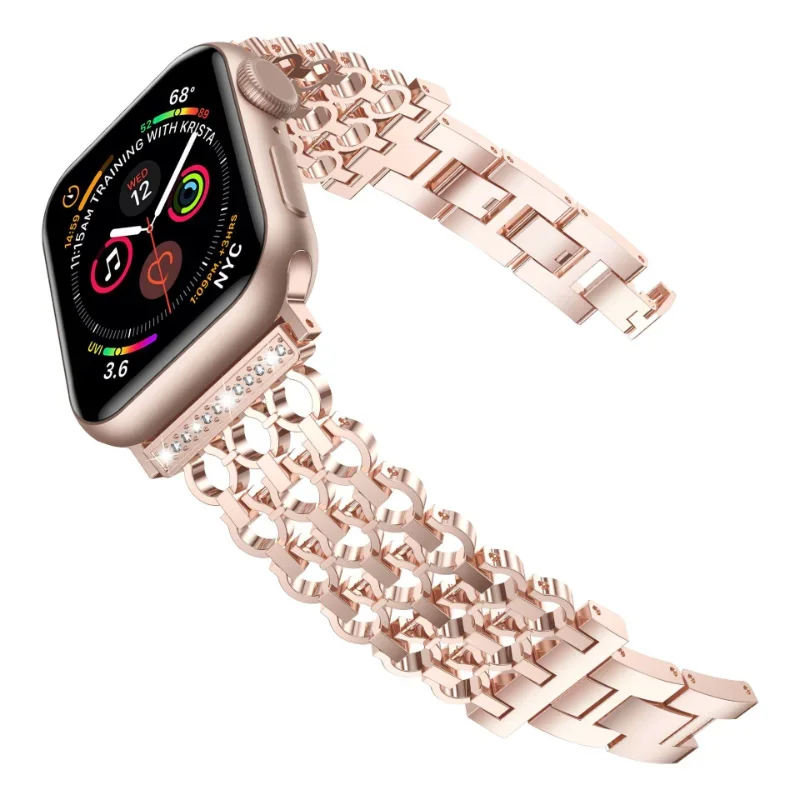 Adequado para Applewatch Aço Inoxidável Metal Watch Strap IWatch Malha Auto Destacável Apple Watch Strap