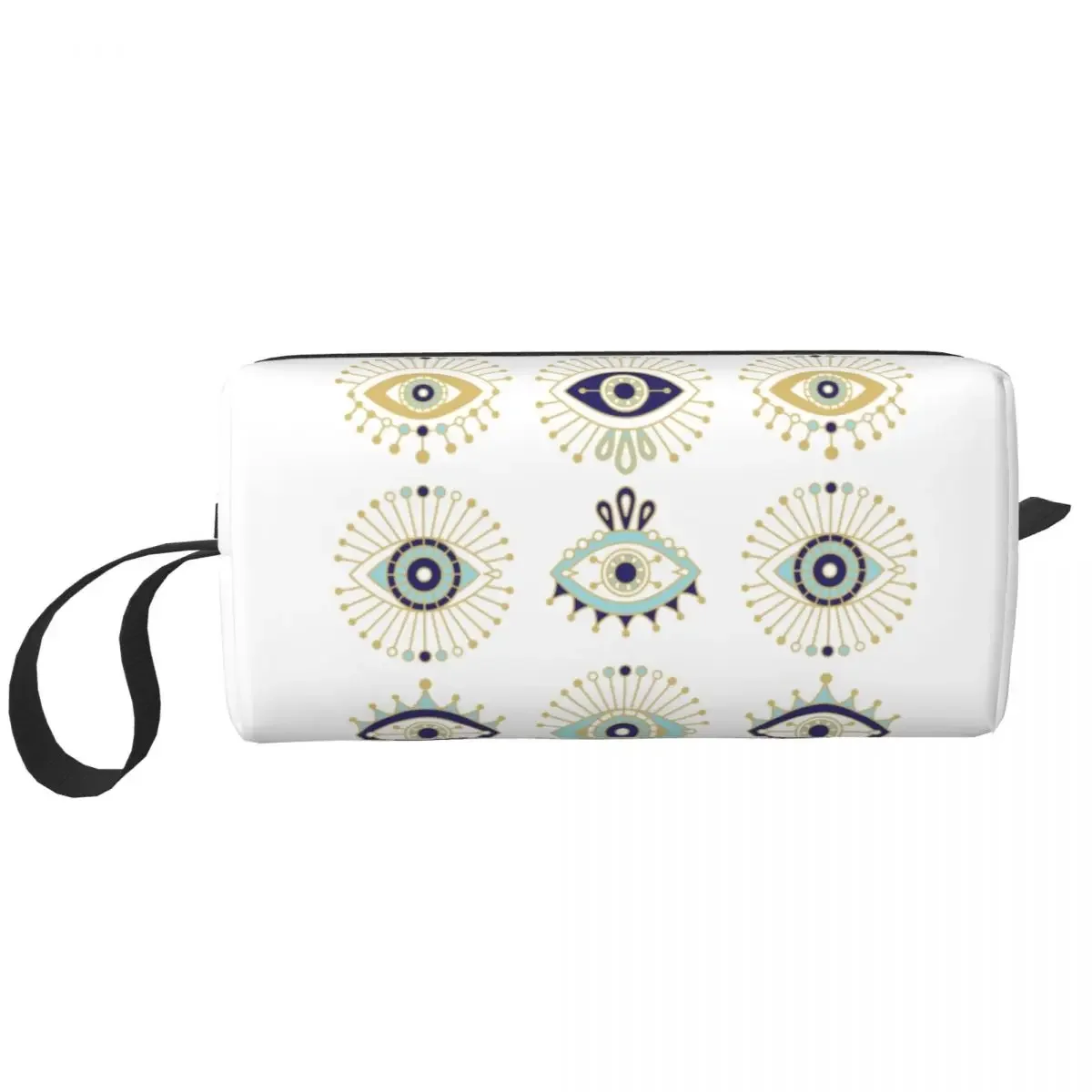 Turkish Evil Eye On White Toiletry Bag Nazar Amulet Hamsa Boho Cosmetic Makeup Organizer Lady Beauty Storage Dopp Kit Case