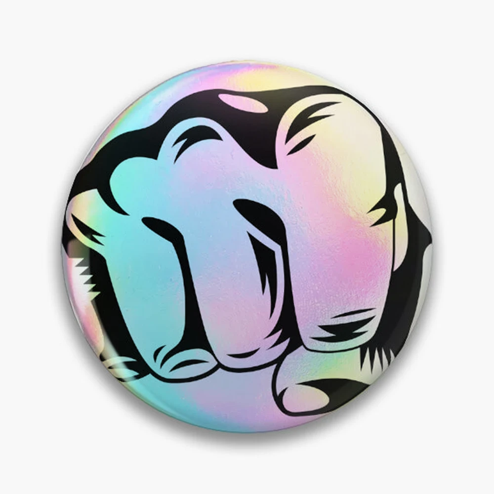 The Fist BUMP Pin Holographic Star Heart Pin Brooches Laminated Button Fashion Accessory