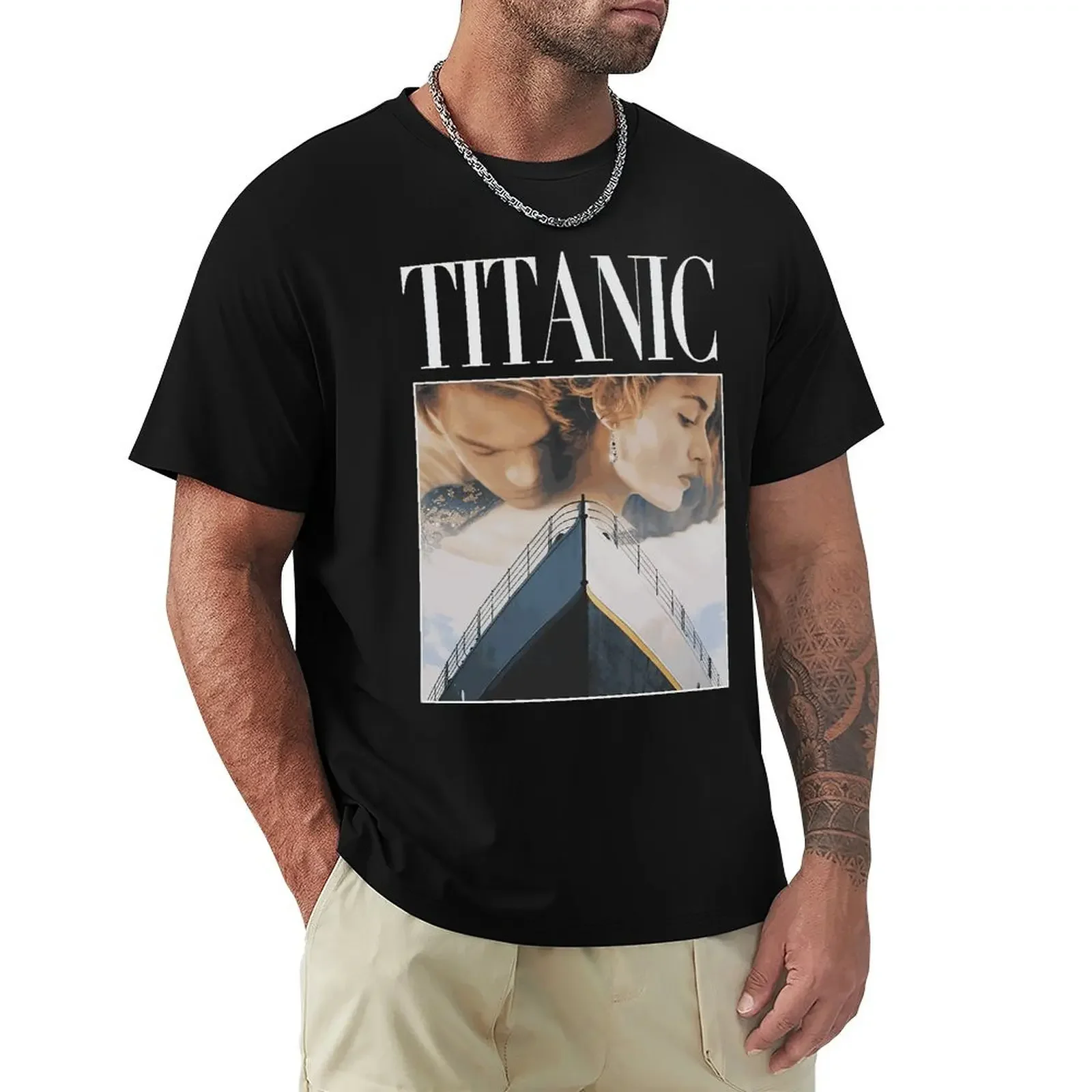 Titanic T Shirts Unisex Black Leonardo DiCaprio Kate Winslet Tee Vintage TShirts Mens Womens Throwback Homage T-Shirt Funny Gift