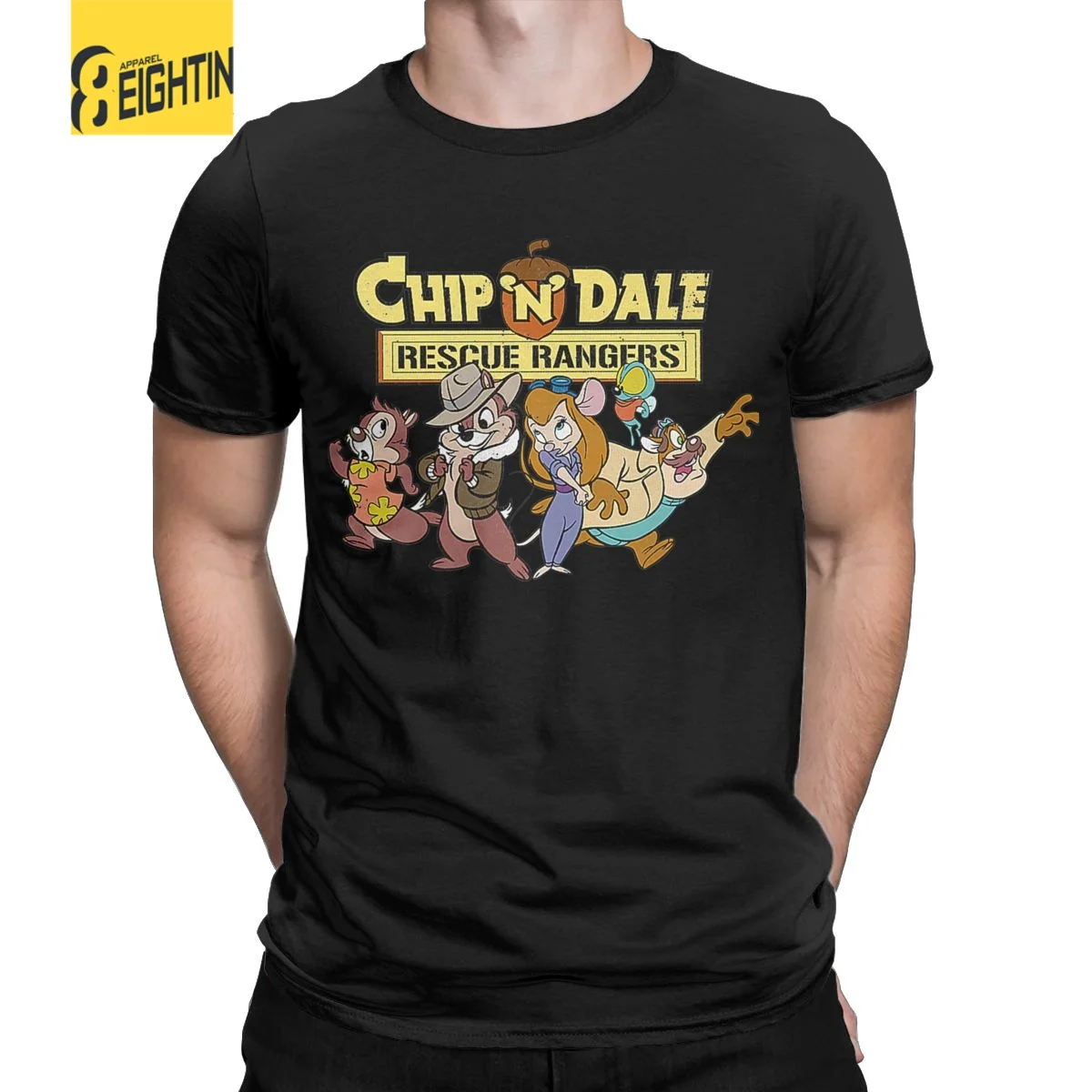 Chip And Dale Goofy Group Rescue T Shirts for Men Cotton Awesome T-Shirts Round Neck Tee Shirt Short Sleeve Clothes Big Size