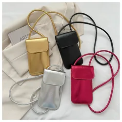 Casual Women Bags Pu Wallets Solid Color Cell Phone Purse Lady Crossbody Shoulder Bag Handbag Female Money Bags Messenger Bag