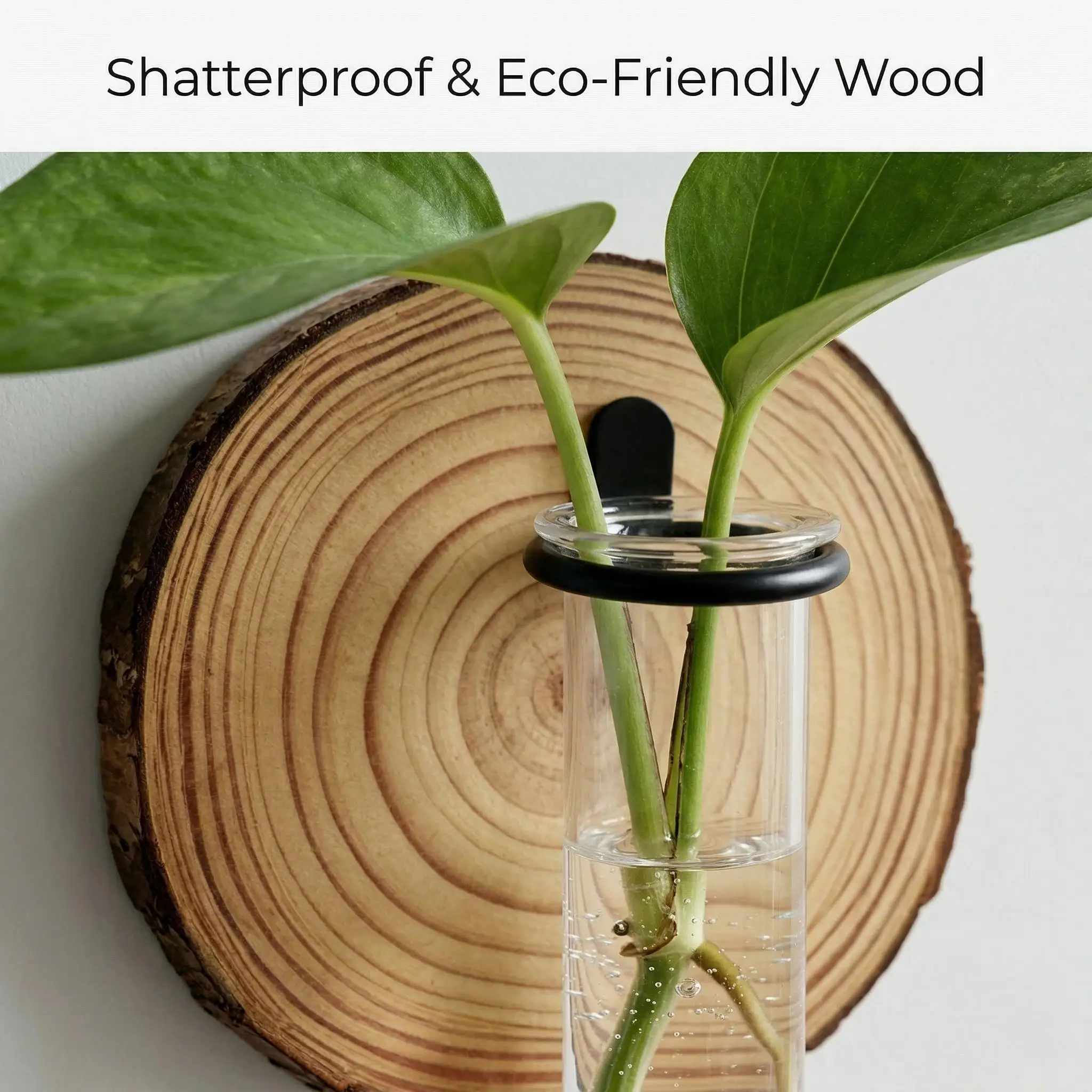 1pc/4pcs Boho Wall Decor Wooden Round Hanging Planter Hydroponic Glass Test Tube Vase For Flower Arrangement Living Room Balcony