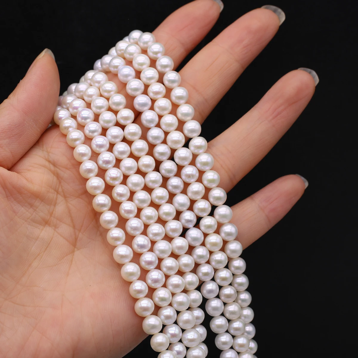 High Quality Natural Freshwater Pearl Beads AAA 6-6.5mm Round Pearls Beads For Jewelry Making Fit DIY Women Bracelet Necklace