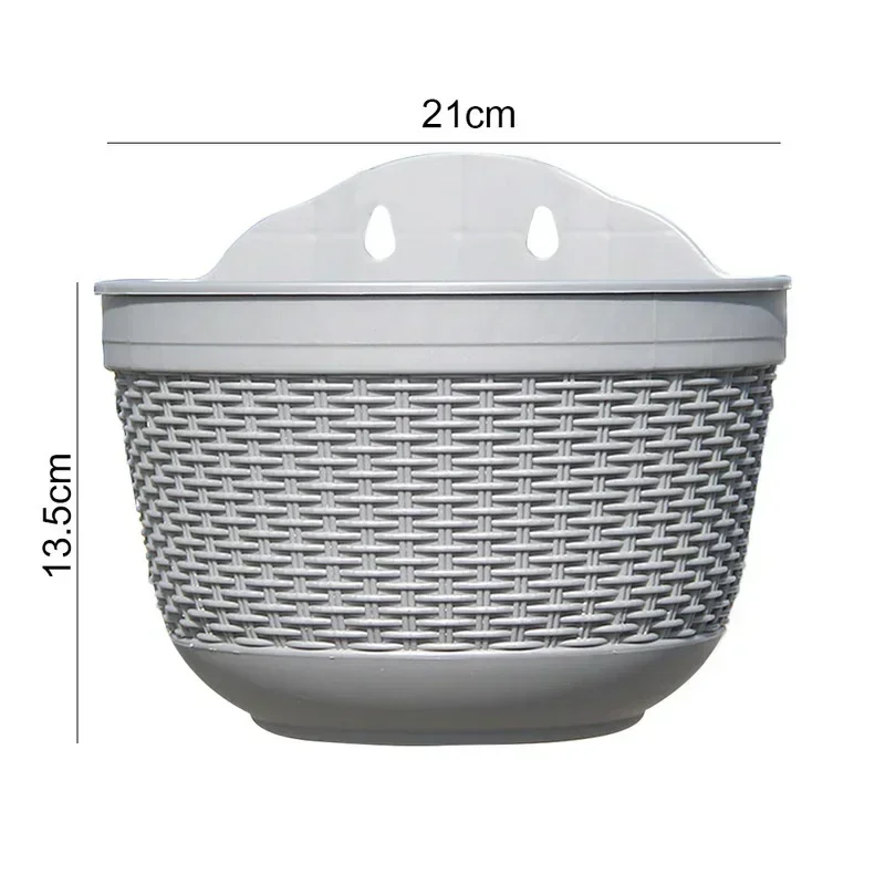New Imitation Rattan Weaving Wall Hanging Flower Pot Semi-Circular Planter Basket Creative Garden Balcony Yard Decoration
