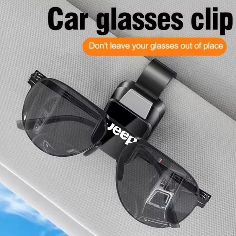 

Leather Car Sun Visor Glasses Clip Interior Organizer for Jeep Compass Renegade Avenger Patriot Cherokee Liberty
