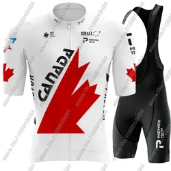 Canada National Team 2024 Cycling Jersey Set Israel-Clothing Men Road Bike Shirt Suit Bicycle bib Shorts MTB Wear Ropa Maillot