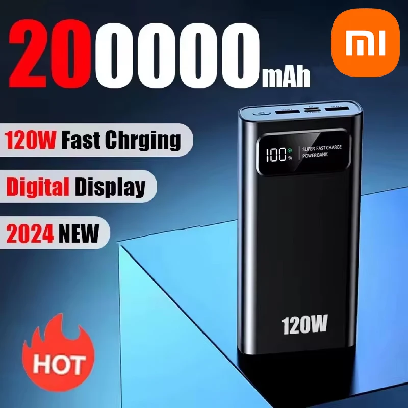 Xiaomi 200000mAh 120W Power Bank Super Fast Charging High Capacity Digital Display Power Bank Battery For Iphone Samsung Huawei