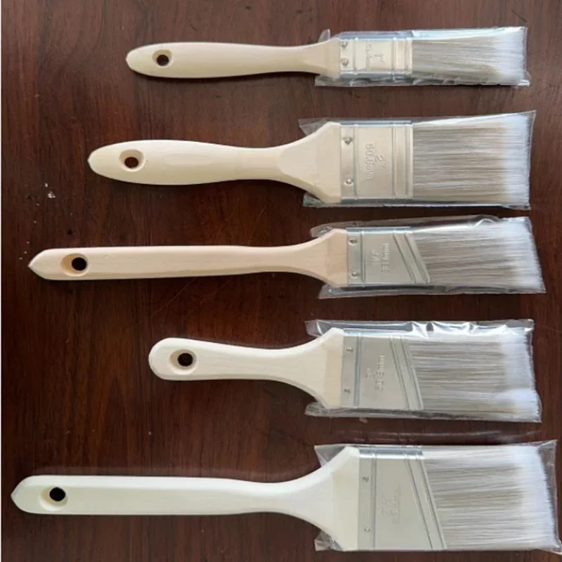 5 قطع من فرشاة طلاء النايلون ذات المقبض الطويل، حافة مشطوفة للشواء في الهواء الطلق، سياج بحري، طلاء خشبي متين مقاوم للماء #4